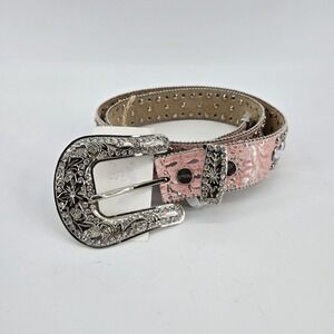 BHW  Wide Bling Rhinestone Studded Belt Western Leather Cowgirl‎ 430 Size L New
